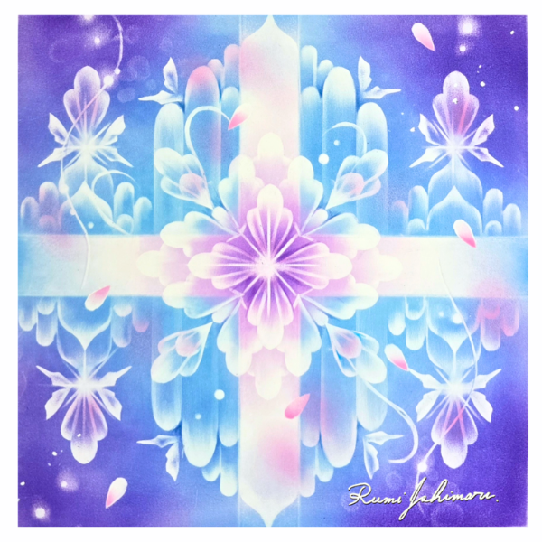 十字路の花アート
